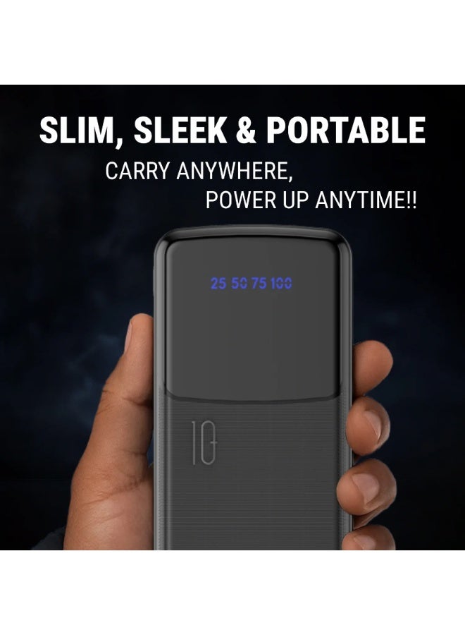 يونيكس باور بانك يونكس UX-1535 بسعة 10000mAh | شحن سريع PD 22.5W | كابلين مدمجين Type-C وMicro USB | شاشة LED رقمية | شاحن محمول | أبيض - Image 4